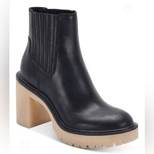 Dolce Vita Women's Caster H2O Lug Sole Cheslea Heeled Booties Black